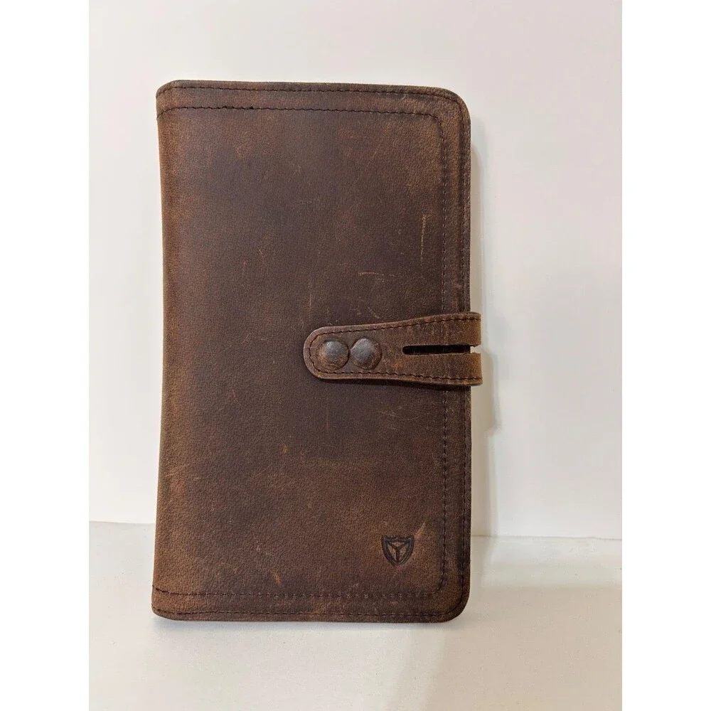DONWORD Cow Leather Bi-Fold Passport Travel‎ Wallet RFID Blocking COFFEE